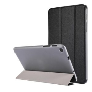 Silk Texture Three-fold Horizontal Flip Leather Case with Holder For Samsung Galaxy Tab A7 Lite 8.7 T220 / T225(Black) (OEM)