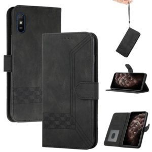 For Huawei Y5 2019 Cubic Skin Feel Flip Leather Phone Case(Black) (OEM)