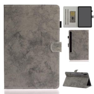 For Samsung Galaxy Tab S8 / Galaxy Tab S7 11.0 T870 Marble Style Cloth Texture Leather Case with Bracket & Card Slot & Pen Slot & Anti Skid Strip(Grey) (OEM)