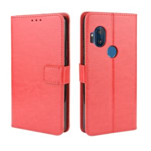 For Motorola One Hyper Retro Crazy Horse Texture Horizontal Flip Leather Case with Holder & Card Slots & Photo Frame(Red) (OEM)