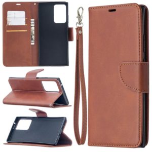 For Samsung Galaxy Note 20 Ultra Retro Lambskin Texture Pure Color Horizontal Flip PU Leather Case, with Holder & Card Slots & Wallet & Lanyard(Brown) (OEM)