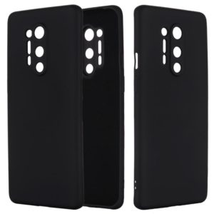 For OnePlus 8 Pro Pure Color Liquid Silicone Shockproof Full Coverage Case(Black) (OEM)