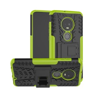 Tire Texture TPU+PC Shockproof Case for Motorola G7, with Holder (Green) (OEM)