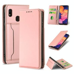 For Samsung Galaxy A10e Strong Magnetism Liquid Feel Horizontal Flip Leather Case with Holder & Card Slots & Wallet(Rose Gold) (OEM)
