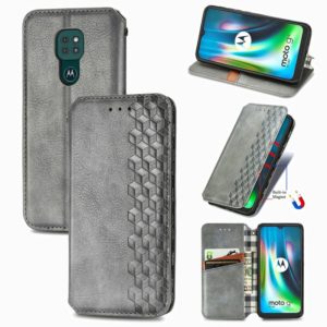 For Motorola Moto G9 Play Cubic Grid Pressed Horizontal Flip Magnetic PU Leather Case with Holder & Card Slots & Wallet(Gray) (OEM)