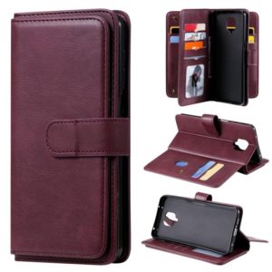 For Xiaomi Redmi Note 9S Multifunctional Magnetic Copper Buckle Horizontal Flip Solid Color Leather Case with 10 Card Slots & Wallet & Holder & Photo Frame(Wine Red) (OEM)