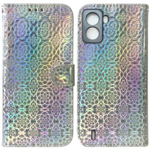 For Tecno Pop 6 No Fingerprints Colorful Magnetic Buckle Leather Phone Case(Silver) (OEM)