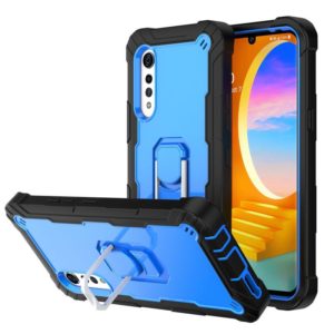 For LG Velvet PC + Rubber 3-layers Shockproof Protective Case with Rotating Holder(Black + Blue) (OEM)