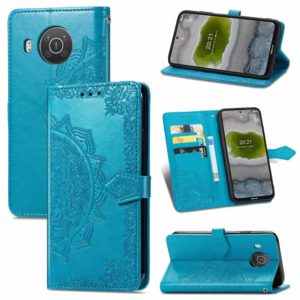 For Nokia X10 Mandala Flower Embossed Horizontal Flip Leather Case with Bracket / Card Slot / Wallet / Lanyard(Blue) (OEM)