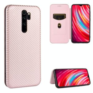 For Xiaomi Redmi Note 8 Pro Carbon Fiber Texture Horizontal Flip TPU + PC + PU Leather Case with Card Slot(Pink) (OEM)