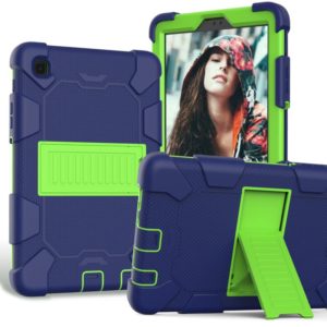 For Samsung Galaxy Tab A7 Lite T220 / T225 Two-Color Robot Shockproof Silicone + PC Protective Case with Holder(Navy Blue+Green) (OEM)