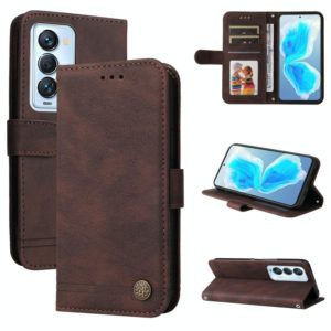 For Tecno Camon 18 Premier Skin Feel Life Tree Metal Button Leather Phone Case(Brown) (OEM)
