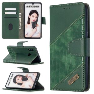 For Huawei P Smart (2019) Matching Color Crocodile Texture Horizontal Flip PU Leather Case with Holder & Card Slots & Wallet(Green) (OEM)