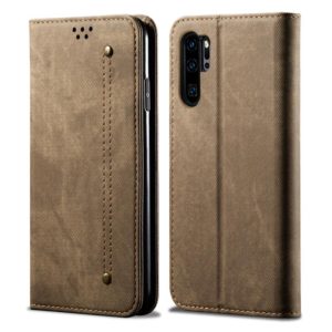 For Huawei P30 Pro Denim Texture Casual Style Horizontal Flip Leather Case with Holder & Card Slots & Wallet(Khaki) (OEM)