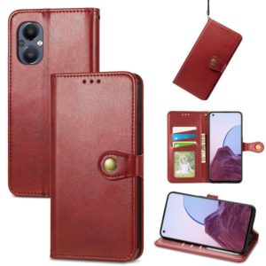 For OnePlus Nord N20 5G Solid Color Leather Buckle Phone Case(Red) (OEM)