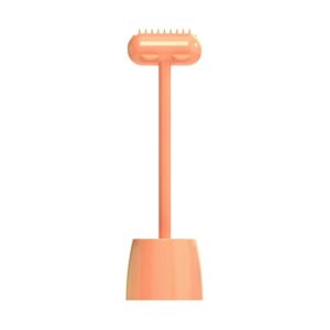 Pet Cat and Dog Supplies Long Handle Comb With Base(Orange) (OEM)