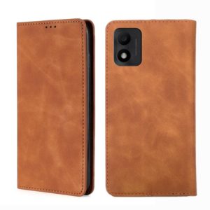 For TCL 303 Skin Feel Magnetic Horizontal Flip Leather Phone Case(Light Brown) (OEM)