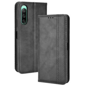 For Sony Xperia 10 IV Magnetic Buckle Retro Texture Leather Phone Case(Black) (OEM)
