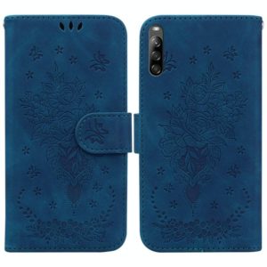 For Sony Xperia L4 Butterfly Rose Embossed Leather Phone Case(Blue) (OEM)