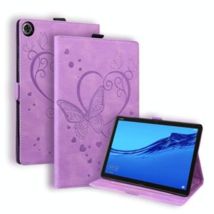 For Huawei MediaPad C5 / M5 10.1 Love Butterfly Pattern Horizontal Flip Leather Case with Holder(Purple) (OEM)