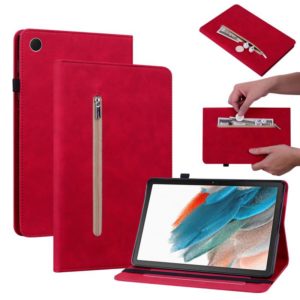 For Samsung Galaxy Tab А8 10.5 SM-X200 Skin Feel Solid Color Zipper Leather Tablet Case(Red) (OEM)