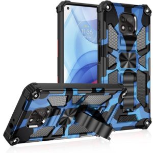 For Motorola Moto G Power (2021) Camouflage Armor Shockproof TPU + PC Magnetic Protective Case with Holder(Dark Blue) (OEM)