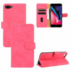 For iPhone 8 Plus & 7 Plus Solid Color Skin Feel Magnetic Buckle Horizontal Flip Calf Texture PU Leather Case with Holder & Card Slots & Wallet(Rose Gold) (OEM)