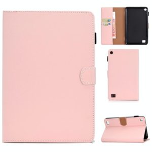 For Kindle Fire 7(2015/2017/2019) Solid Color Tablet PC Universal Magnetic Horizontal Flip Leather Case with Card Slots & Holder(Pink) (OEM)