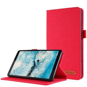 For Lenovo Tab M7 Horizontal Flip TPU + Fabric PU Leather Protective Case with Name Card Clip(Red) (OEM)