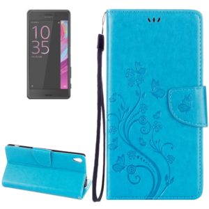 For Sony Xperia XA Ultra Flowers Embossing Horizontal Flip Leather Case with Holder & Card Slots & Wallet & Lanyard(Blue) (OEM)