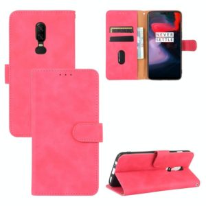 For OnePlus 6 Solid Color Skin Feel Magnetic Buckle Horizontal Flip Calf Texture PU Leather Case with Holder & Card Slots & Wallet(Rose Red) (OEM)