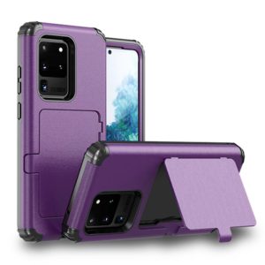 For Samsung Galaxy S20+ Dustproof Pressure-proof Shockproof PC + TPU Case with Card Slot & Mirror(Purple) (OEM)