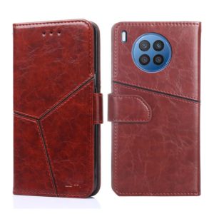 For Huawei nova 8i Geometric Stitching Horizontal Flip Leather Phone Case(Dark Brown) (OEM)