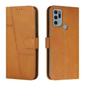 For Motorola Moto G60S Stitching Calf Texture Buckle Leather Phone Case(Yellow) (OEM)