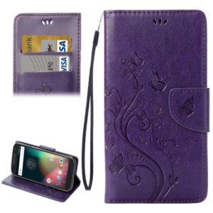For Motorola Moto G (4rd gen) Plus Pressed Flowers Leather Case with Holder & Card Slots & Wallet(Purple) (OEM)