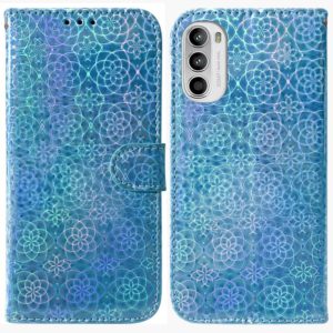 For Motorola Moto G52 Colorful Magnetic Buckle Leather Phone Case(Blue) (OEM)