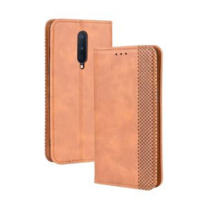 For OnePlus 8 Magnetic Buckle Retro Crazy Horse Texture Horizontal Flip Leather Case , with Holder & Card Slots & Photo Frame(Brown) (OEM)