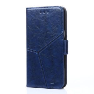 For iPhone XR Geometric Stitching Horizontal Flip TPU + PU Leather Case with Holder & Card Slots & Wallet(Blue) (OEM)