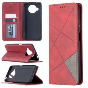 For Xiaomi Mi 10T Lite 5G Rhombus Texture Horizontal Flip Magnetic Leather Case with Holder & Card Slots(Red) (OEM)
