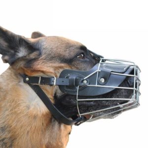 Steel Cage Style Dog Basket Wire Muzzle Protective Snout Cover with Leather Strap, Size: XXL (OEM)