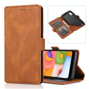 For Samsung Galaxy A01 Retro Magnetic Closing Clasp Horizontal Flip Leather Case with Holder & Card Slots & Photo Frame & Wallet(Brown) (OEM)