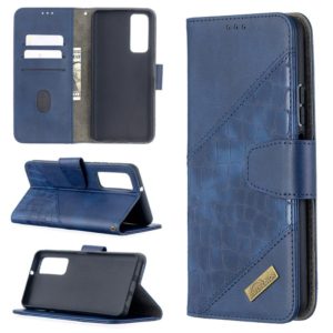 For Huawei P smart 2021 / Y7a Matching Color Crocodile Texture Horizontal Flip PU Leather Case with Wallet & Holder & Card Slots(Blue) (OEM)
