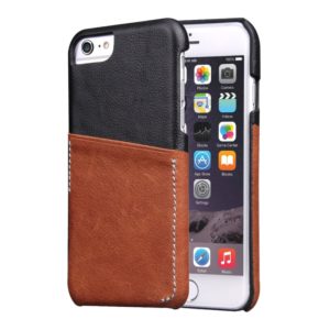 For iPhone 6 Plus & 6s Plus Genuine Cowhide Leather Color Matching Back Cover Case with Card Slot(Brown) (OEM)