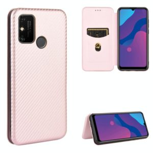 For Huawei Honor Play 9A Carbon Fiber Texture Horizontal Flip TPU + PC + PU Leather Case with Card Slot(Pink) (OEM)