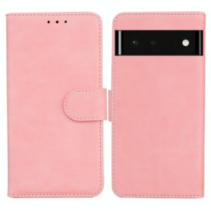 For Google Pixel 6 Skin Feel Pure Color Flip Leather Phone Case(Pink) (OEM)