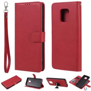 For Xiaomi Redmi 10X 5G / 10X Pro 5G 2 in 1 Solid Color Detachable PU Leather Case with Card Slots & Magnetic Holder & Photo Frame & Wallet & Strap(Red) (OEM)