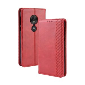Magnetic Buckle Retro Texture Horizontal Flip Leather Case for Motorola Moto G7 Play (EU Version), with Holder & Card Slots & Wallet (Red) (OEM)