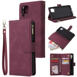 For Huawei P40 Lite Multifunctional Horizontal Flip Leather Case, with Card Slot & Holder & Zipper Wallet & Photo Frame(Red Wine) (OEM)