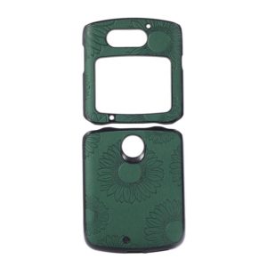 For Motorola Razr 5G Sunflower Pattern PU+TPU+PC Shockproof Phone Case(Green) (OEM)