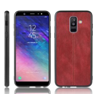 For Galaxy A6 Plus Shockproof Sewing Cow Pattern Skin PC + PU + TPU Case(Red) (OEM)